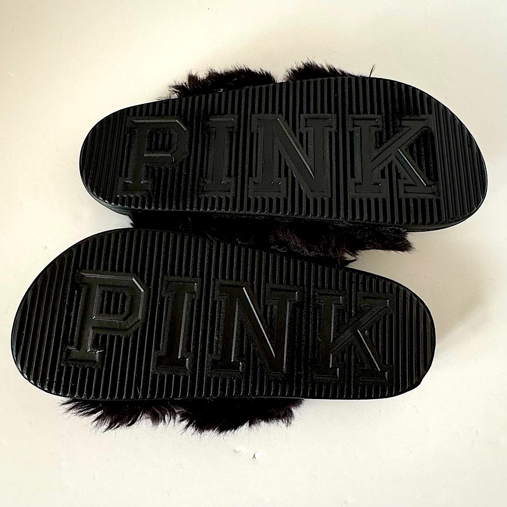 Victorias Secret Pink Slides Black, size Small- worn inside only!